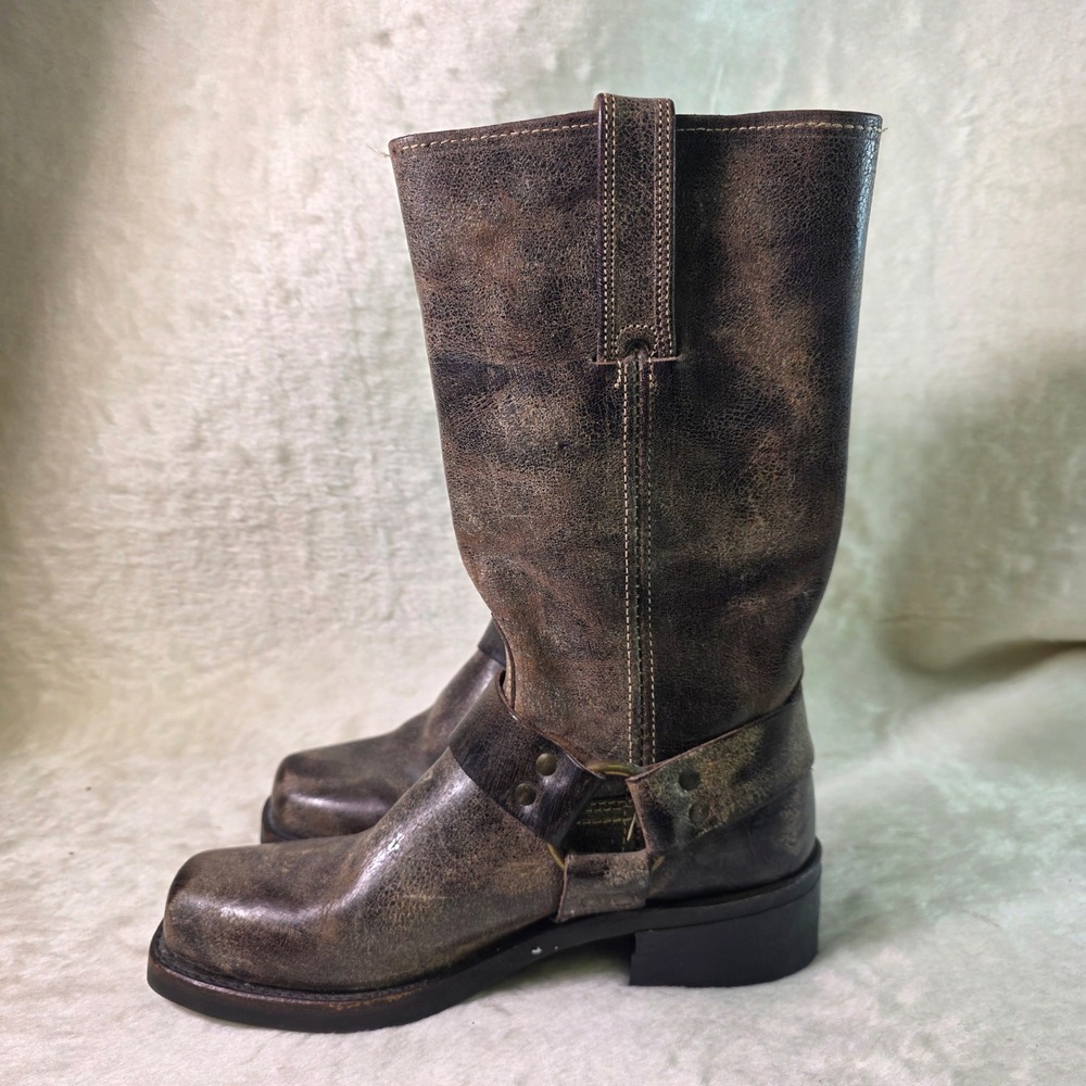 VTG Not Worn Frye 12R Harness Boots Brown Distress Leather 87354 Men 7M Women 9